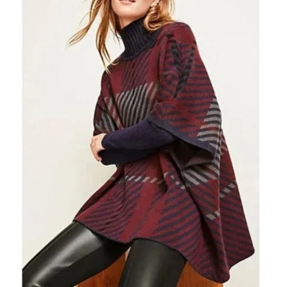 LIKE NEW Plaid Sweater Poncho